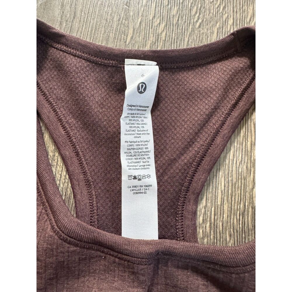 Lululemon Ebb to Street Racerback Tank Cropped Top Bra Espresso Brown NEW 6